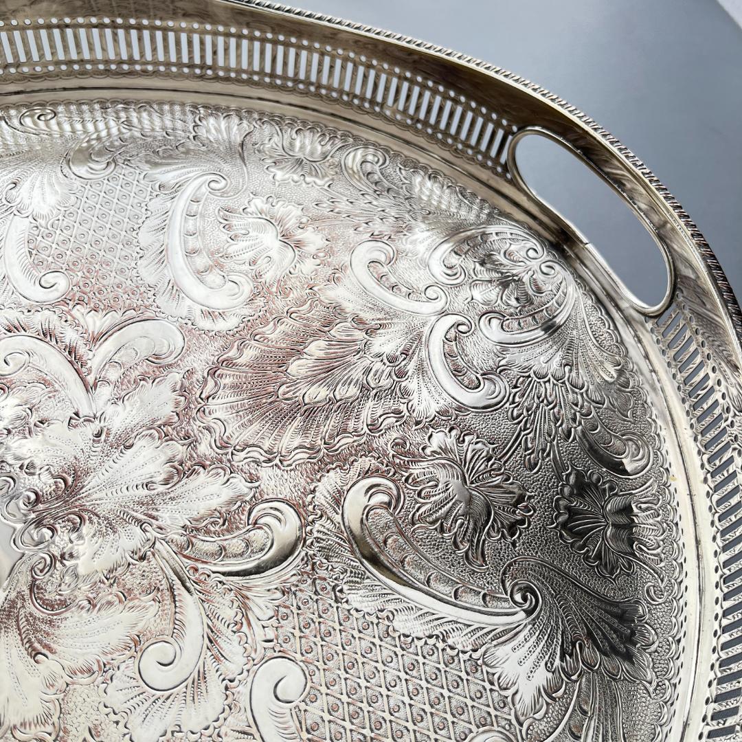 【英国】 ギャラリートレー オーバル型 45cm 　 装飾フット 大型