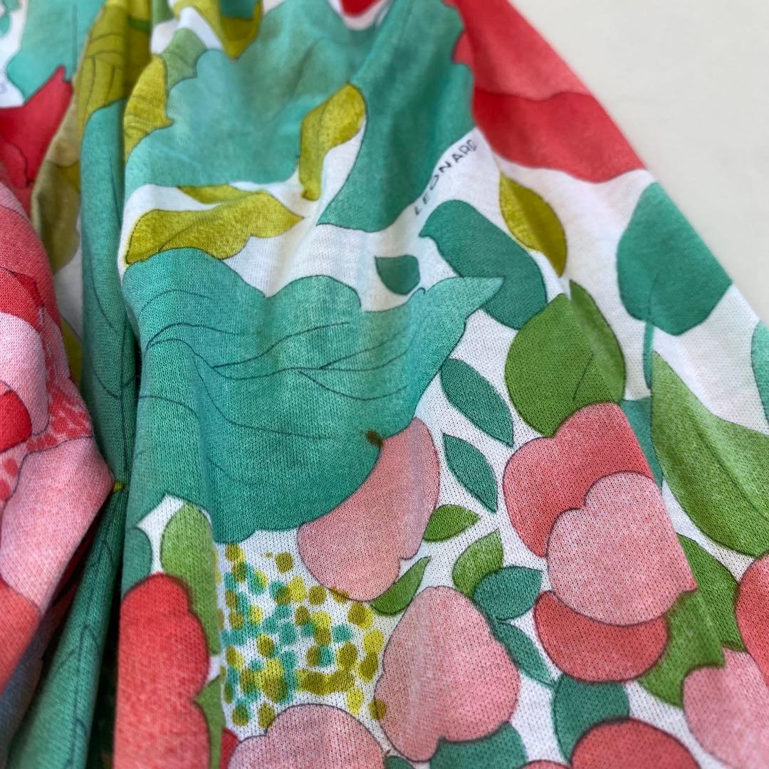 希少★LEONARD レオナール ロングワンピース 花柄 ベルト付き M