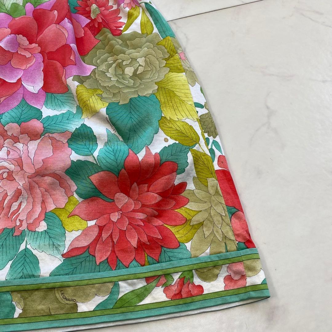 希少★LEONARD レオナール ロングワンピース 花柄 ベルト付き M