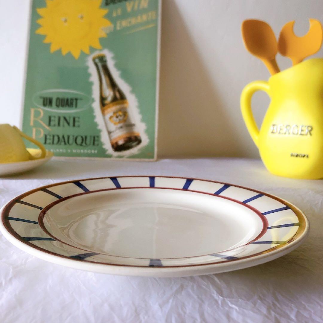 ディゴワンサルグミンヌ バスク柄デイナープレート E フランスアンティーク食器