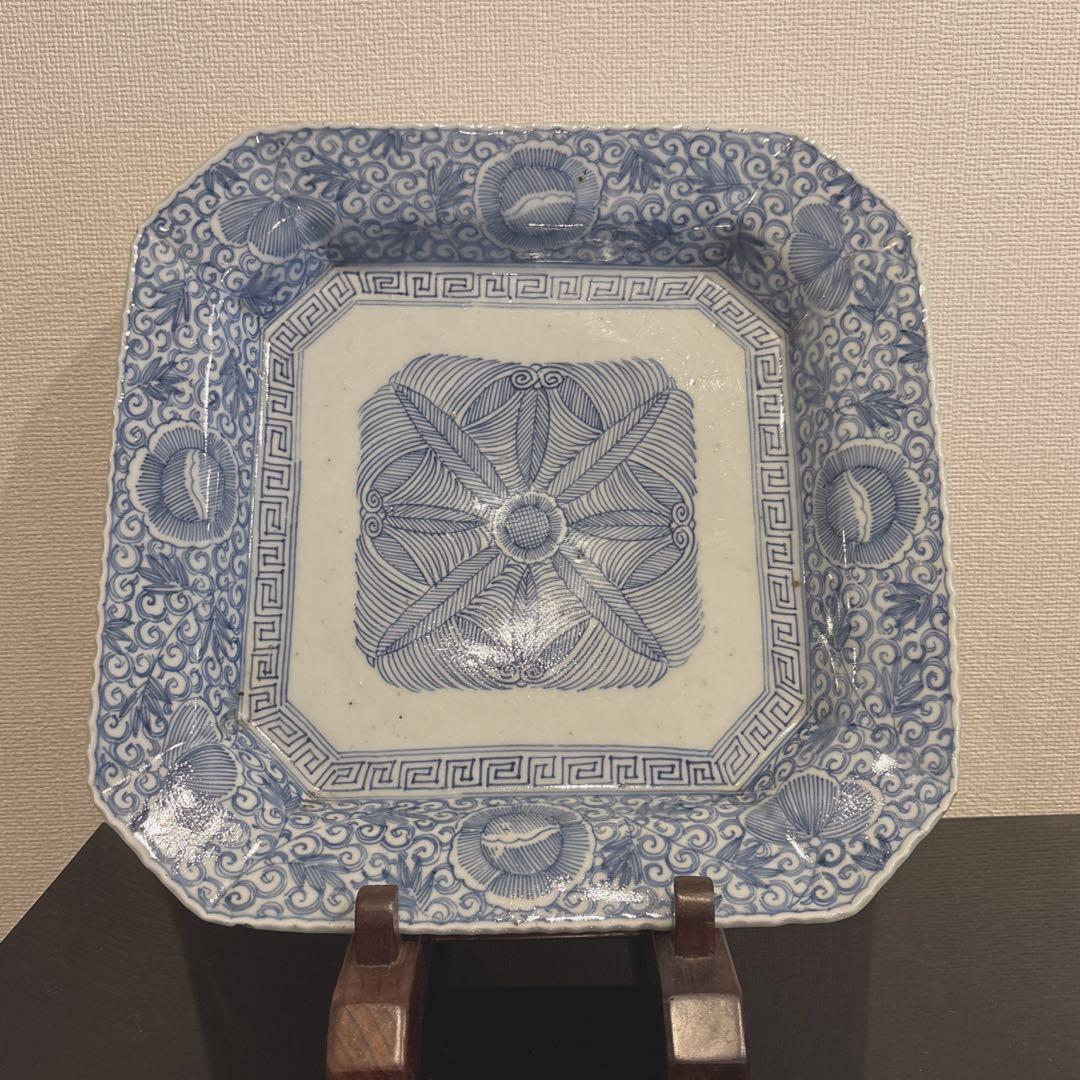 古伊万里　染付八角大皿