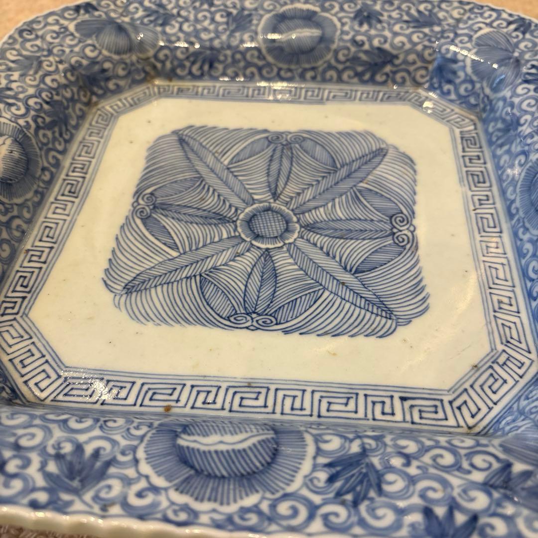 古伊万里　染付八角大皿