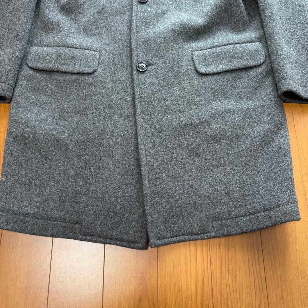 DANTON ダントン ウール ライトパイル ノーカラー ロングコート