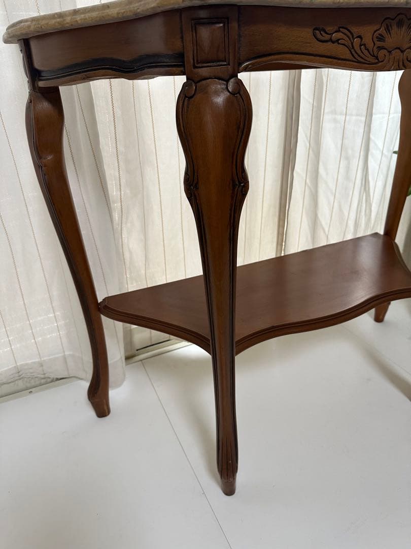 大理石 ロココ調 クラシック 猫脚 コンソールテーブル 電話台 家具