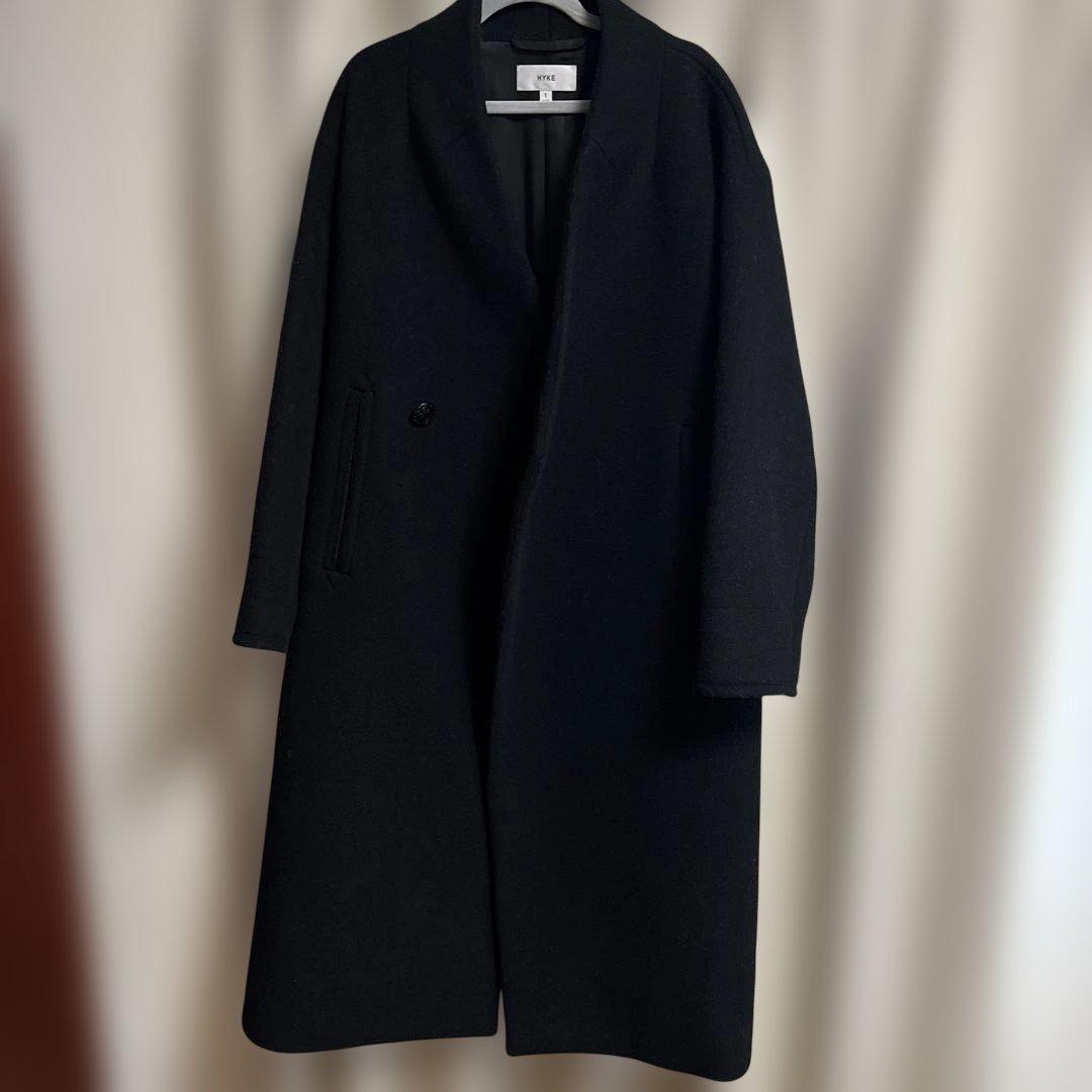 お値下げ中⭐️hyke ノーカラーコート　ネイビーsize1