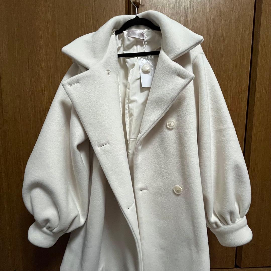 ジャケット・アウター muguet stand collar midi coat ivory