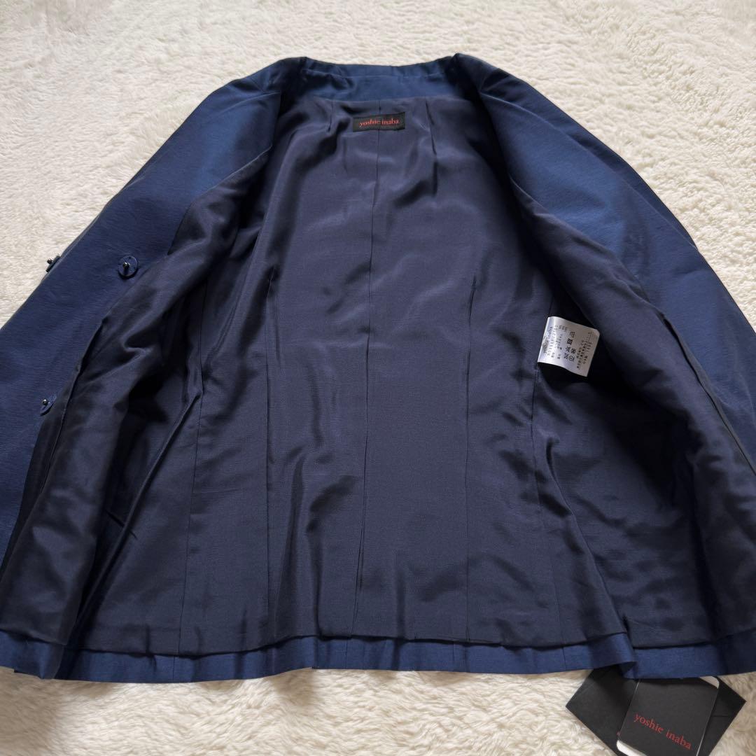 【新品】ヨシエイナバ 先染めタフタジャケット ネイビー 9 レディース