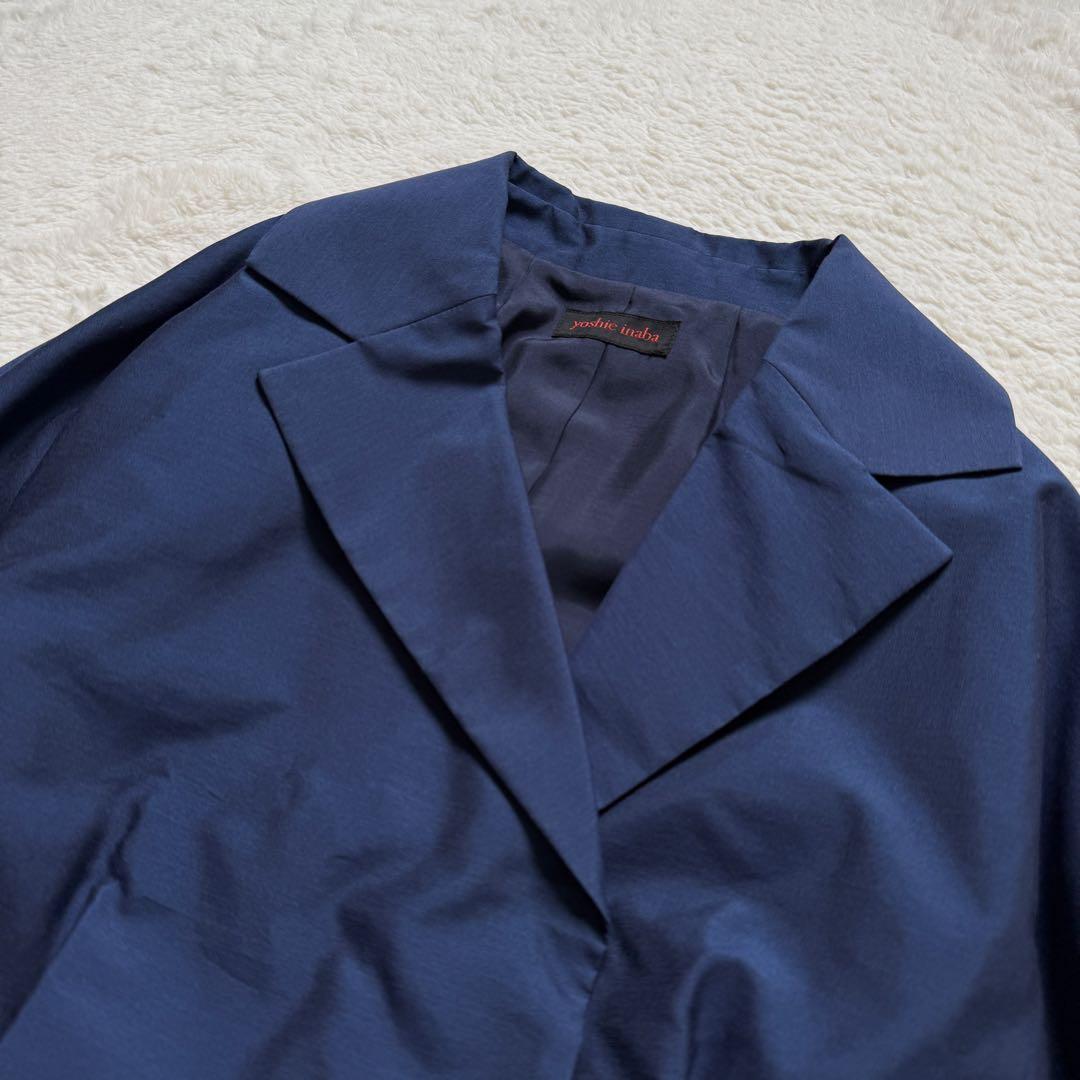 【新品】ヨシエイナバ 先染めタフタジャケット ネイビー 9 レディース