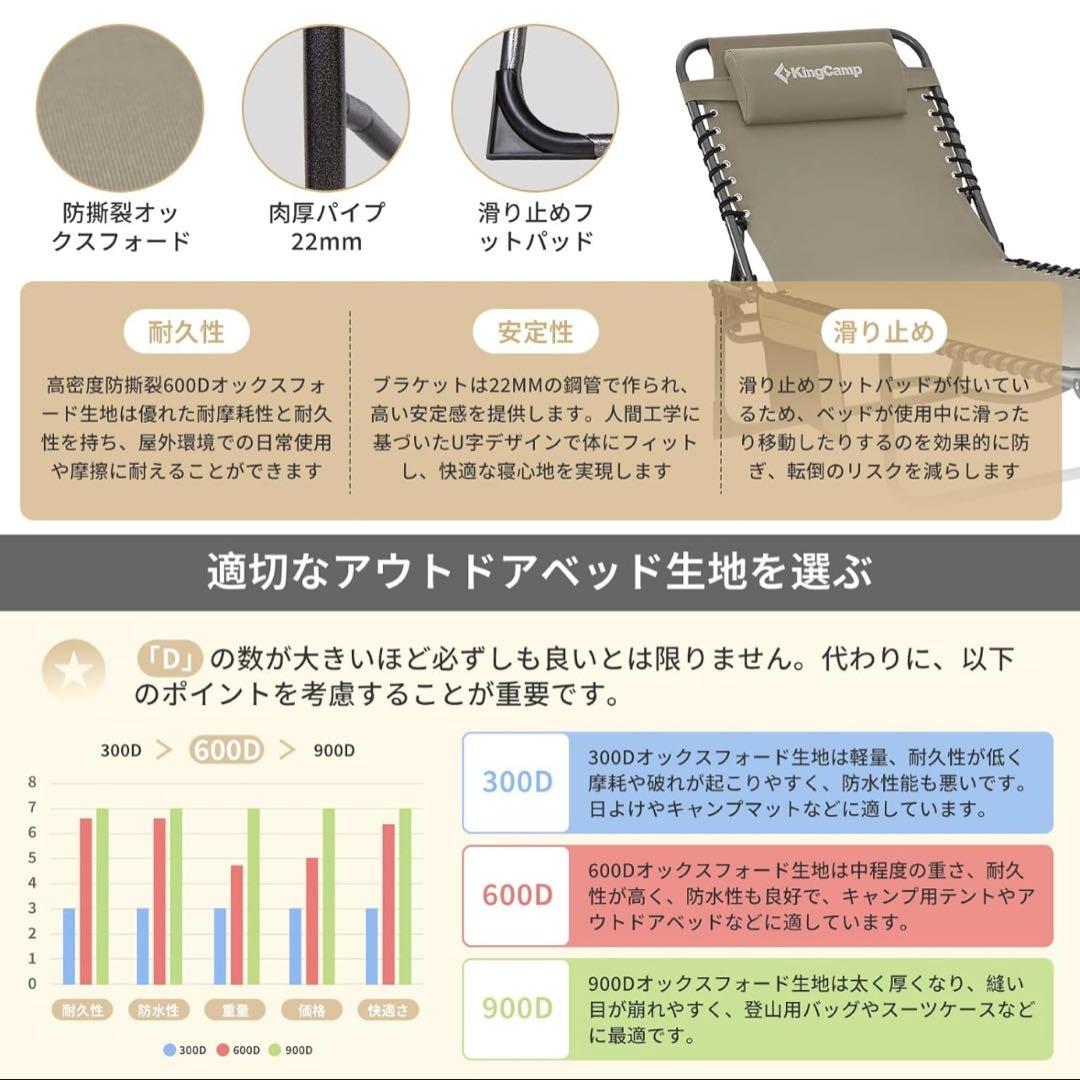 KingCamp サマーベッド 折りたたみベッド コット 3way 簡易ベッド