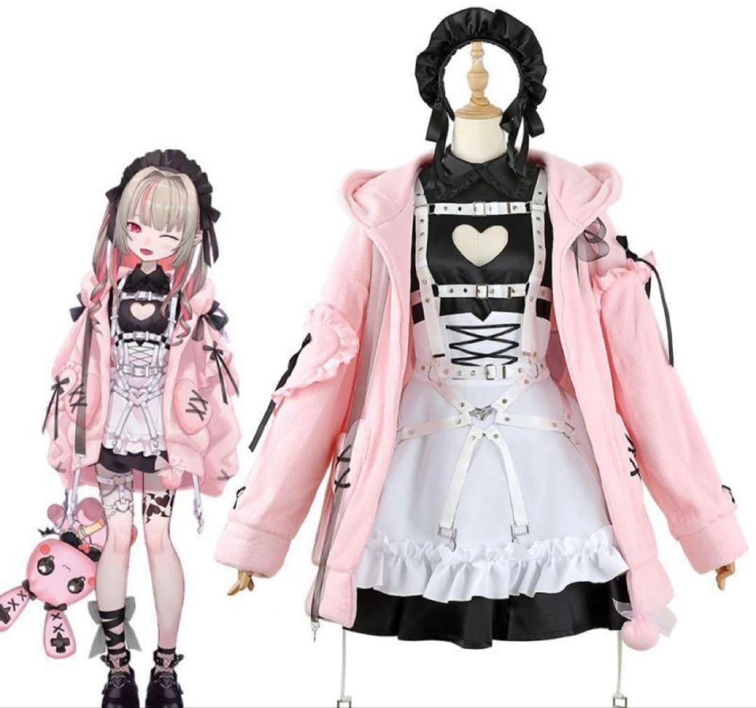 魔界ノりりむ コスプレ 衣装 靴 ウィッグ 耳 等のフルセット