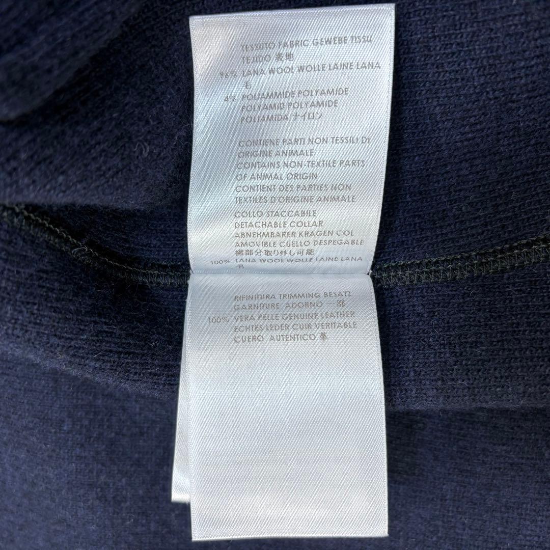 347【美品・超希少】グッチ☆革ボタン付け襟Pコート ニット襟 アーカイブ