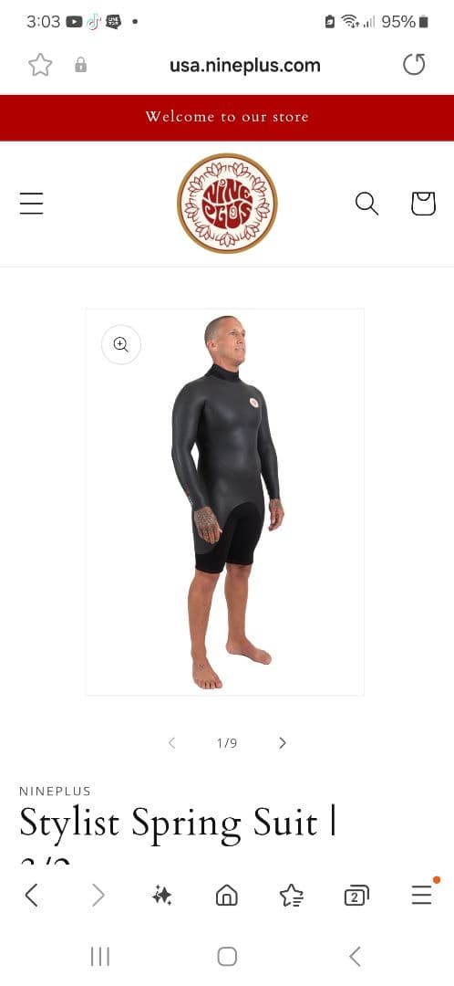 nine plus wetsuits ロングスプリング　3/2mm　Lsize