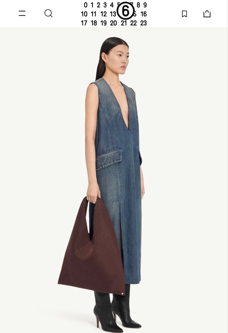 MM6 デニム Vネック ロングサロペット