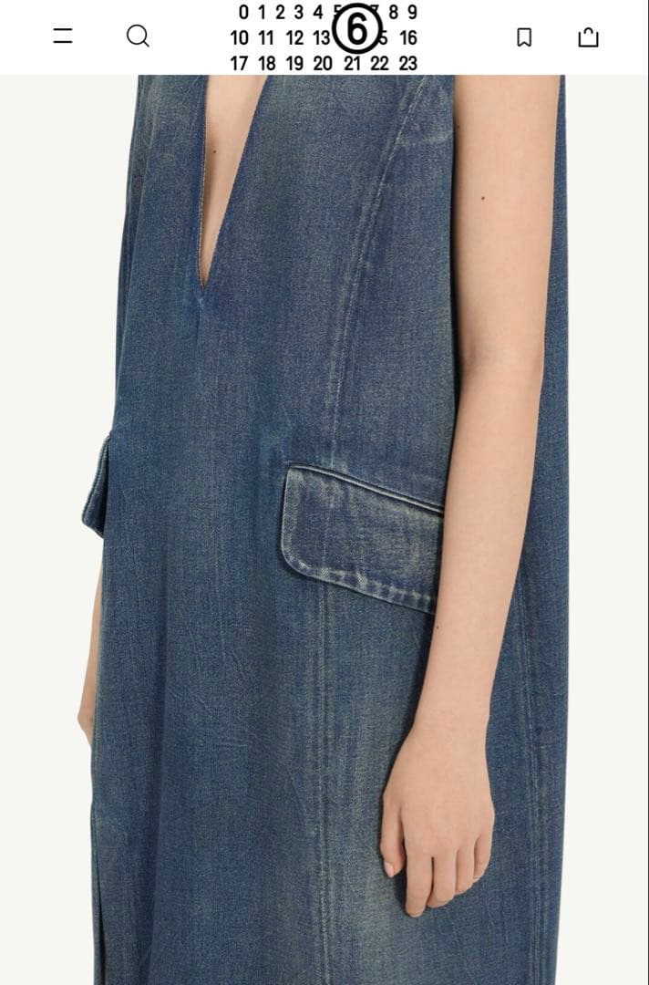 MM6 デニム Vネック ロングサロペット