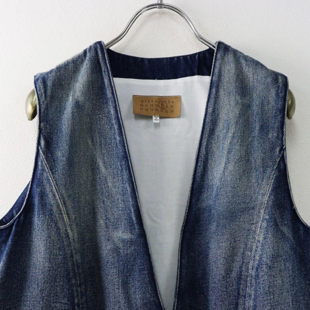 MM6 デニム Vネック ロングサロペット