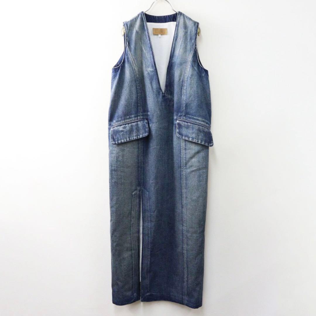 MM6 デニム Vネック ロングサロペット