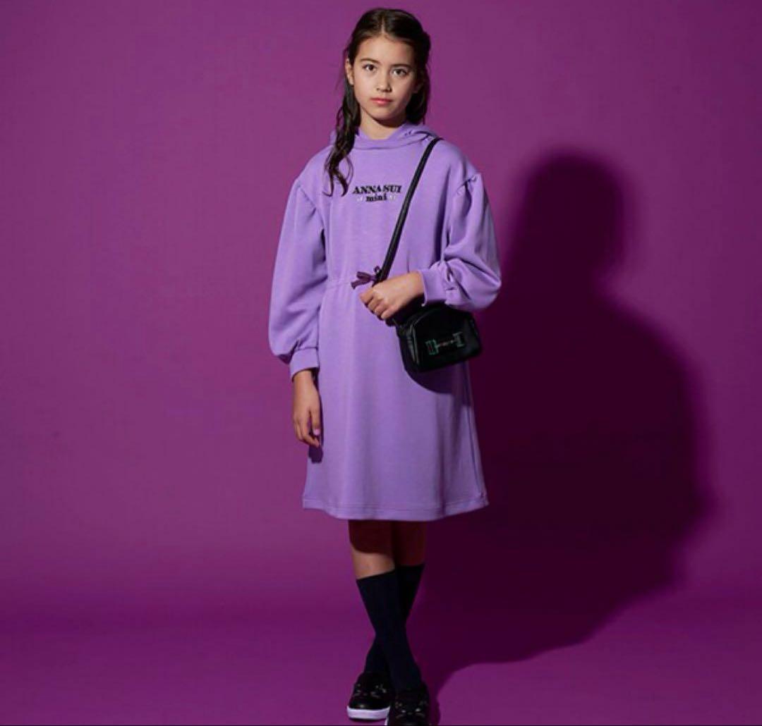 アナスイミニ 新品 タグ付 140 ボリューム袖カットワンピース ラベンダー