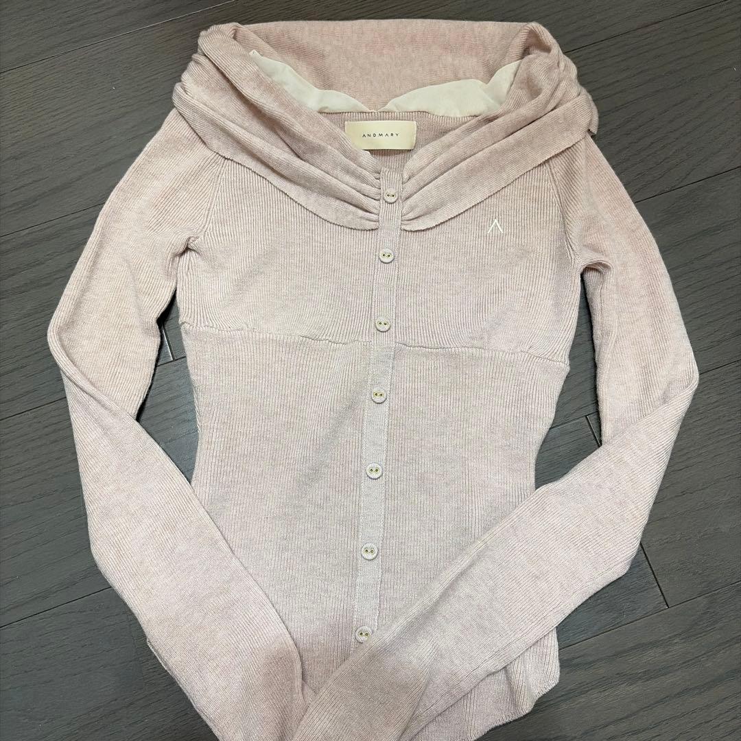 トップス andmary Shannon tulle knit tops pink