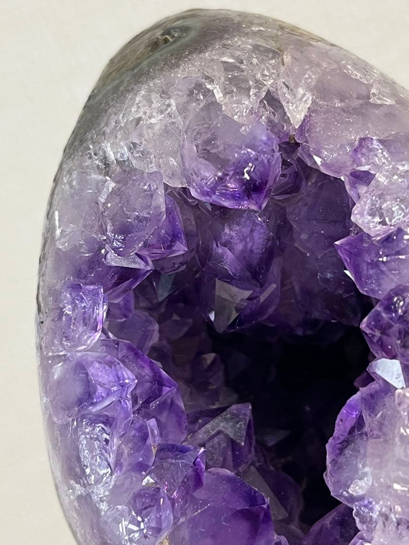 ★高品質★アメジストドーム　紫水晶★卵型置物 木製台座付き