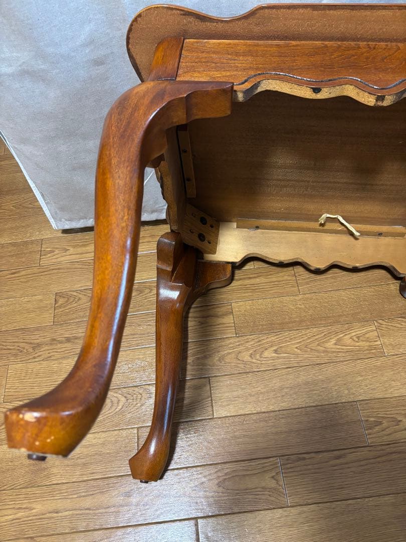 英国調アンティーク 木製 猫足 サイドテーブル ダークブラウン レトロ