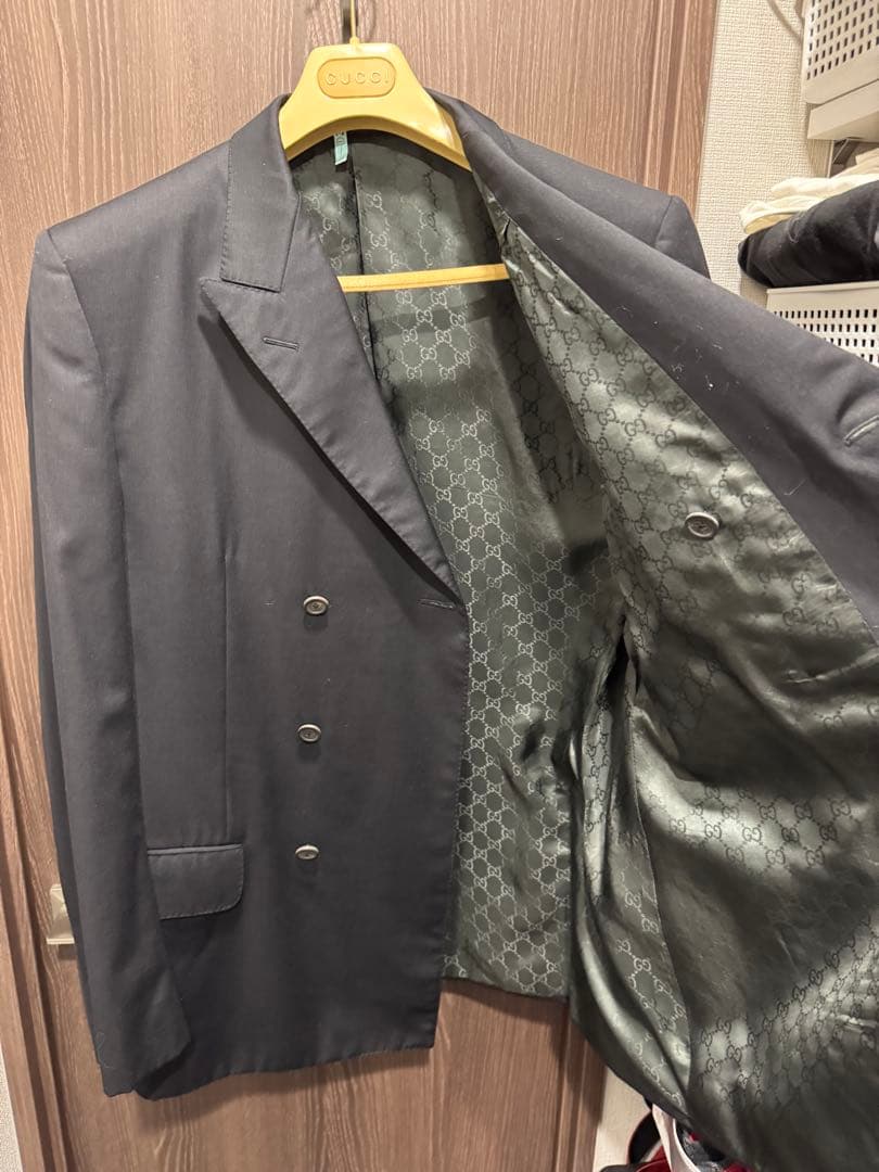 【GUCCI/グッチ】秋冬スーツ/GG柄裏地《グッチハンガー付き》クリーニング済