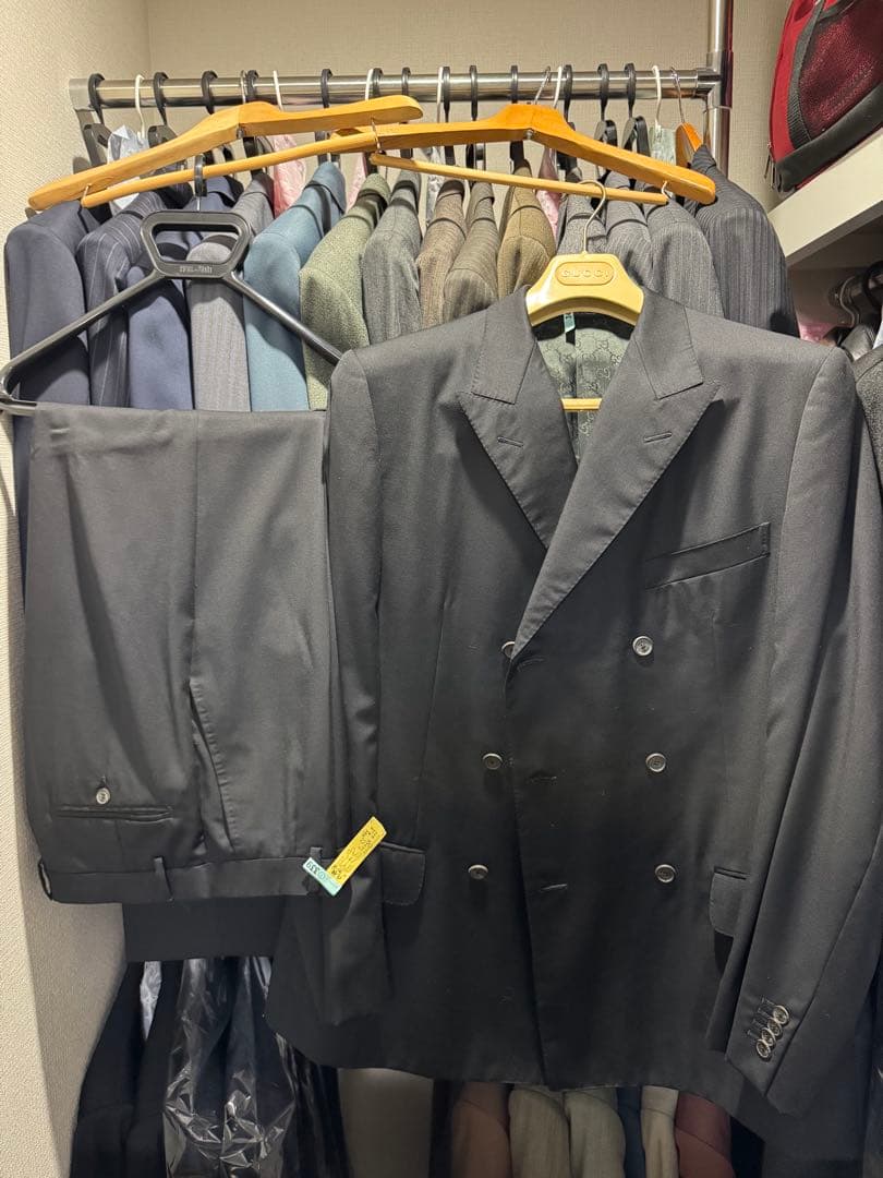 【GUCCI/グッチ】秋冬スーツ/GG柄裏地《グッチハンガー付き》クリーニング済