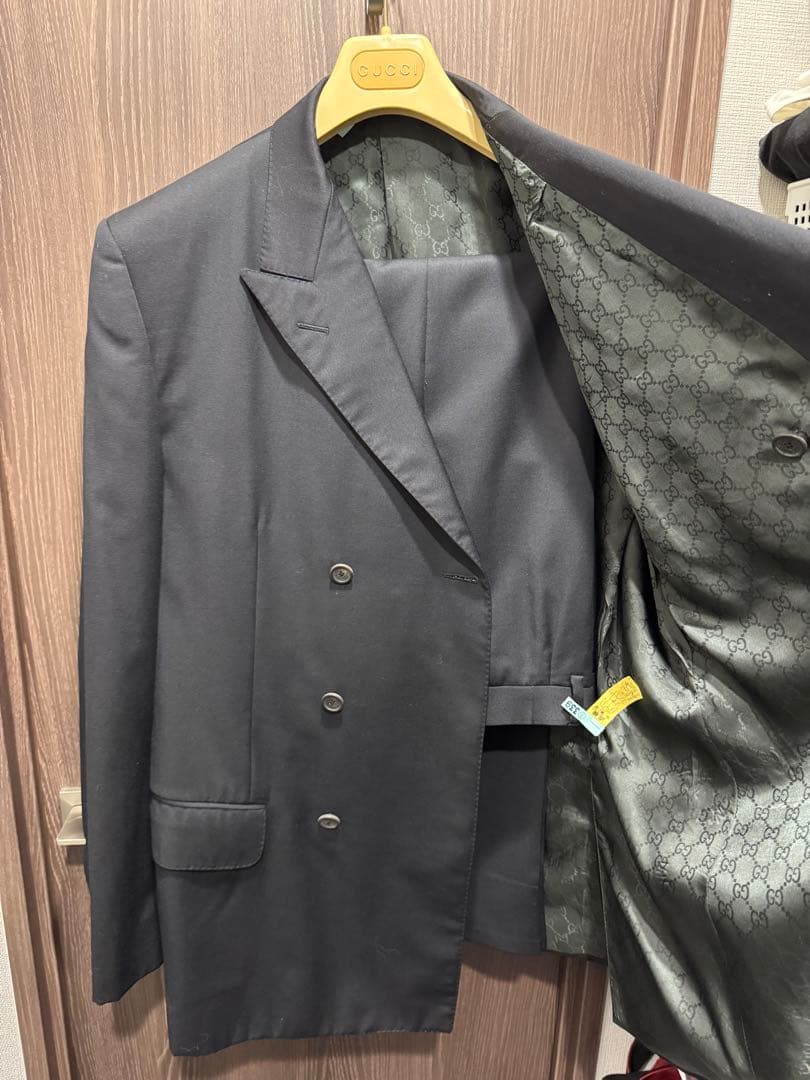 【GUCCI/グッチ】秋冬スーツ/GG柄裏地《グッチハンガー付き》クリーニング済