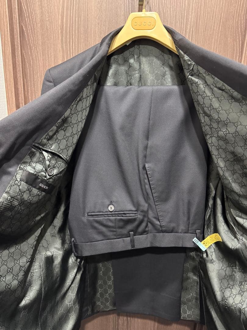 【GUCCI/グッチ】秋冬スーツ/GG柄裏地《グッチハンガー付き》クリーニング済