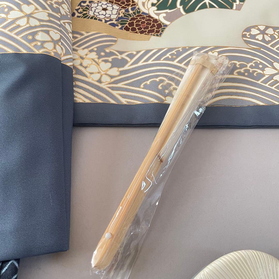 七五三　5歳　羽織　袴セット　ネイビーグレー色コーデ