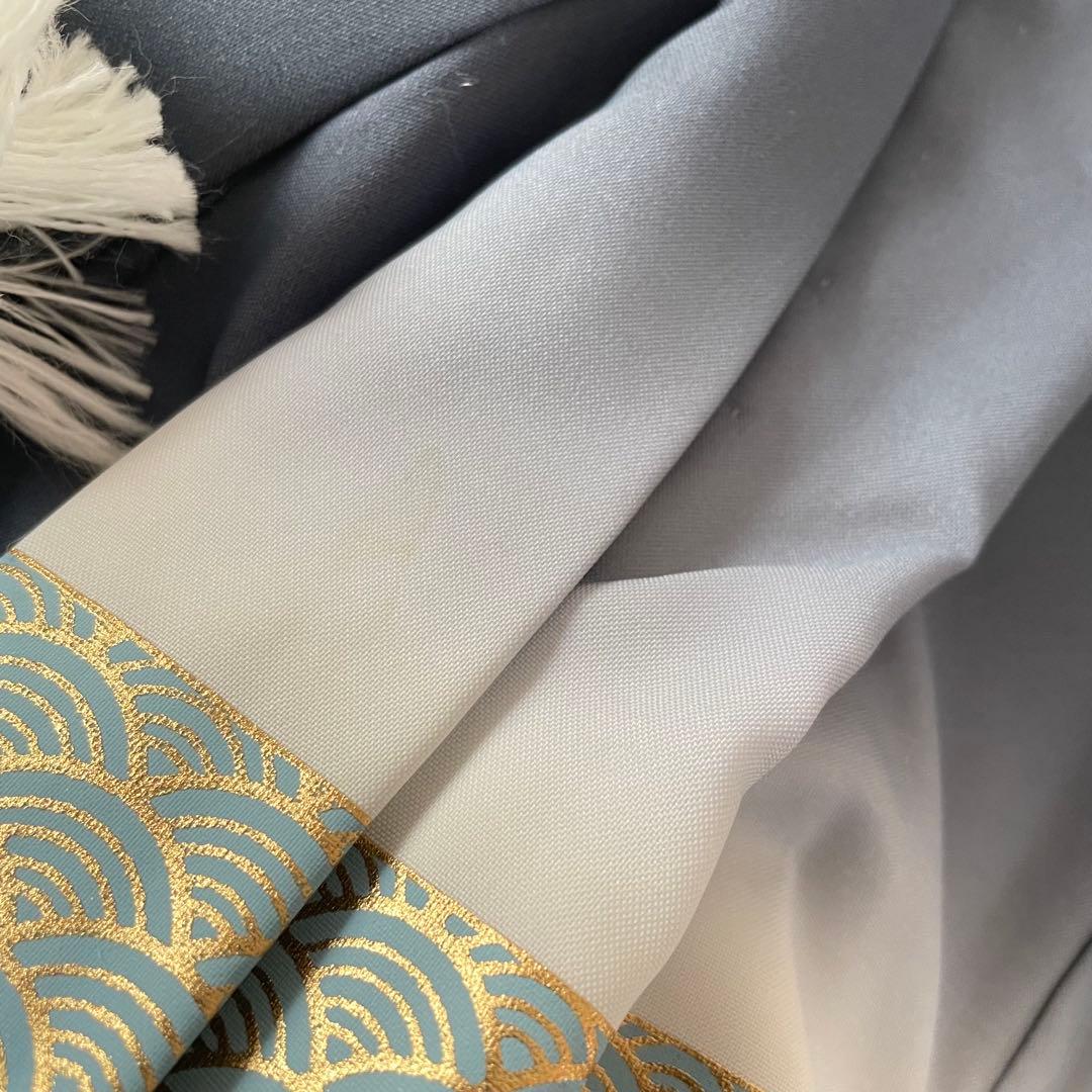 七五三　5歳　羽織　袴セット　ネイビーグレー色コーデ