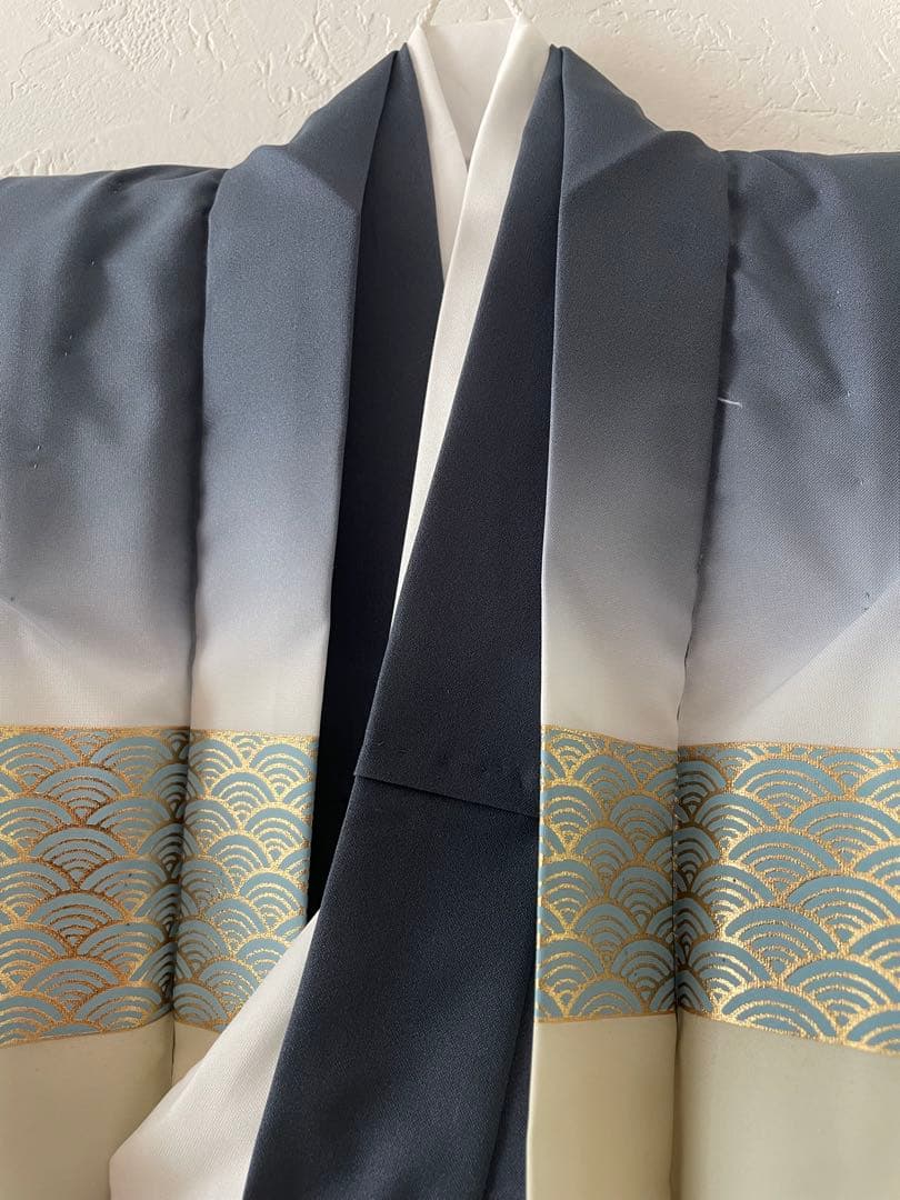 七五三　5歳　羽織　袴セット　ネイビーグレー色コーデ