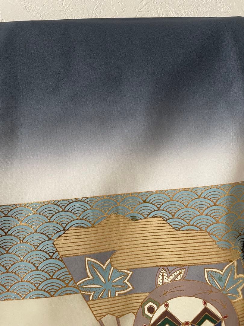 七五三　5歳　羽織　袴セット　ネイビーグレー色コーデ