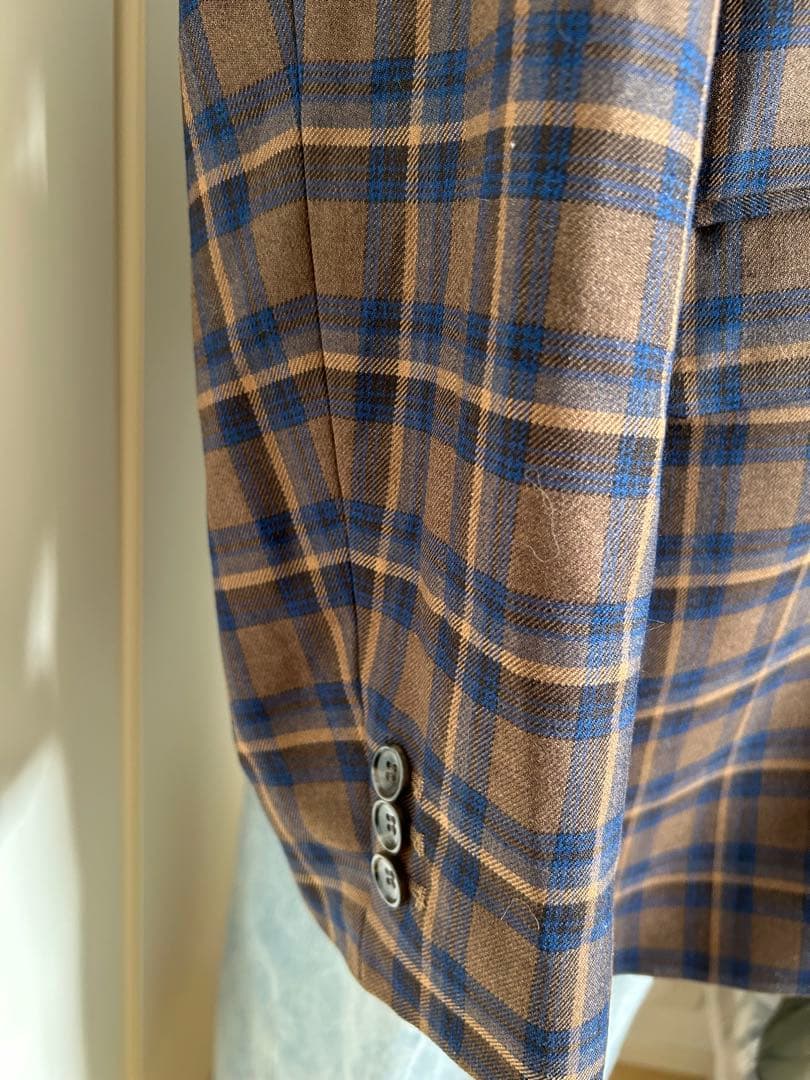 ⭐︎新品ディスコートブラウン チェック柄 ダブルブレストジャケット F