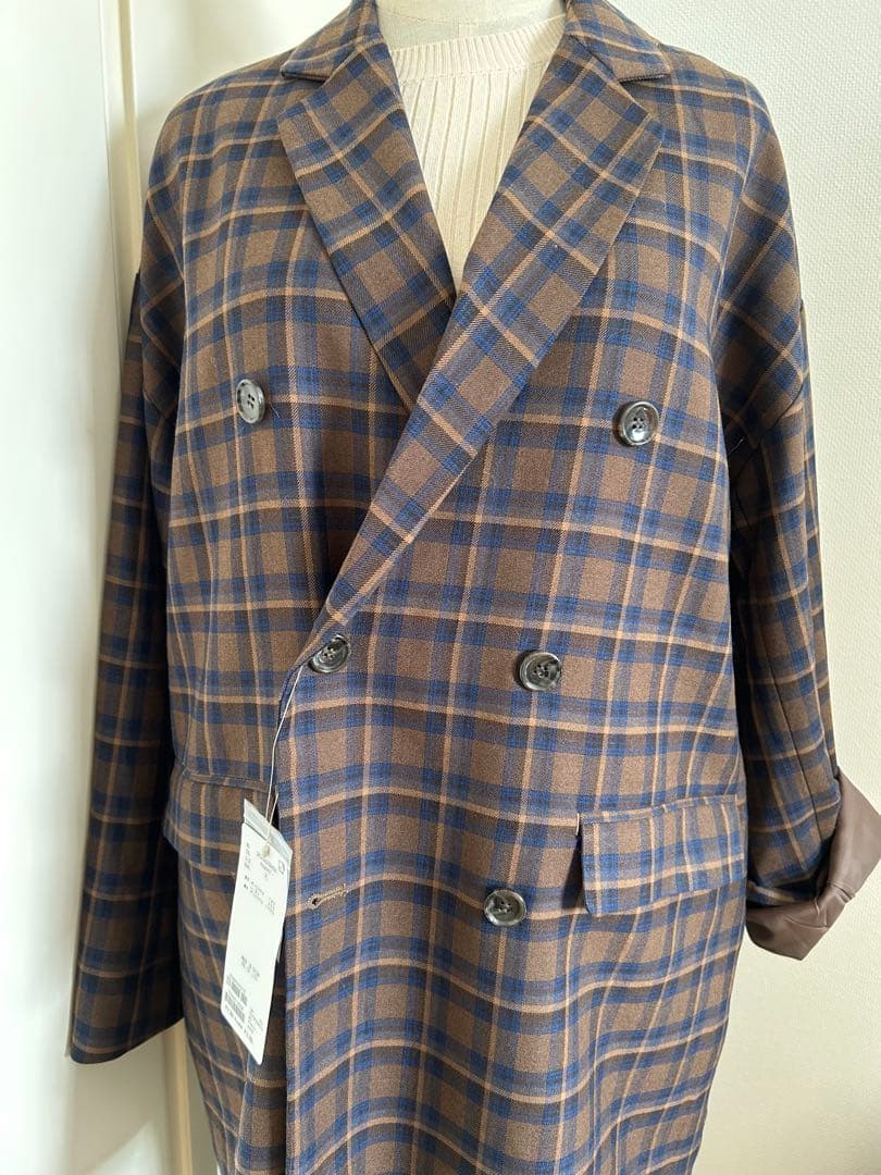⭐︎新品ディスコートブラウン チェック柄 ダブルブレストジャケット F
