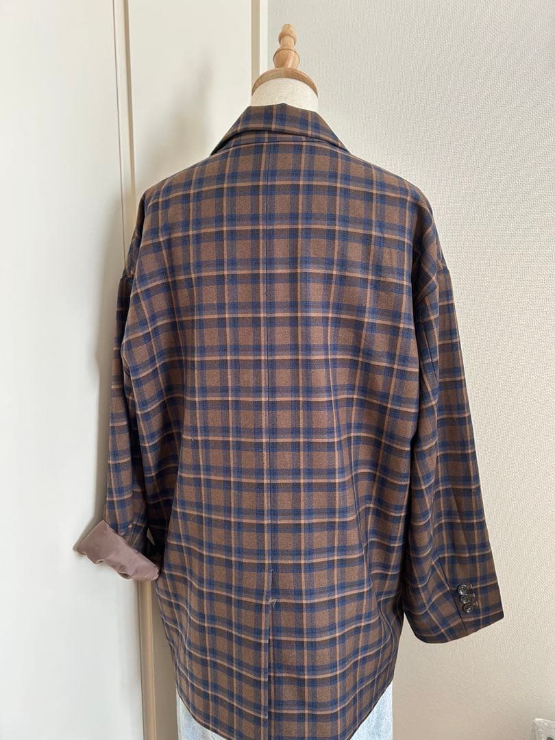 ⭐︎新品ディスコートブラウン チェック柄 ダブルブレストジャケット F