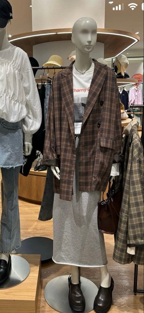 ⭐︎新品ディスコートブラウン チェック柄 ダブルブレストジャケット F