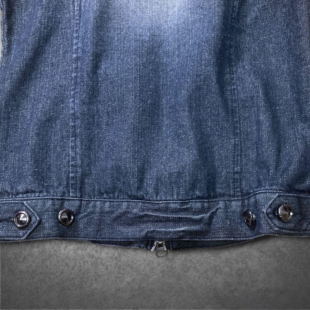 00s ブラック デニムジャケット ギミック グランジ Y2K バイカー V系