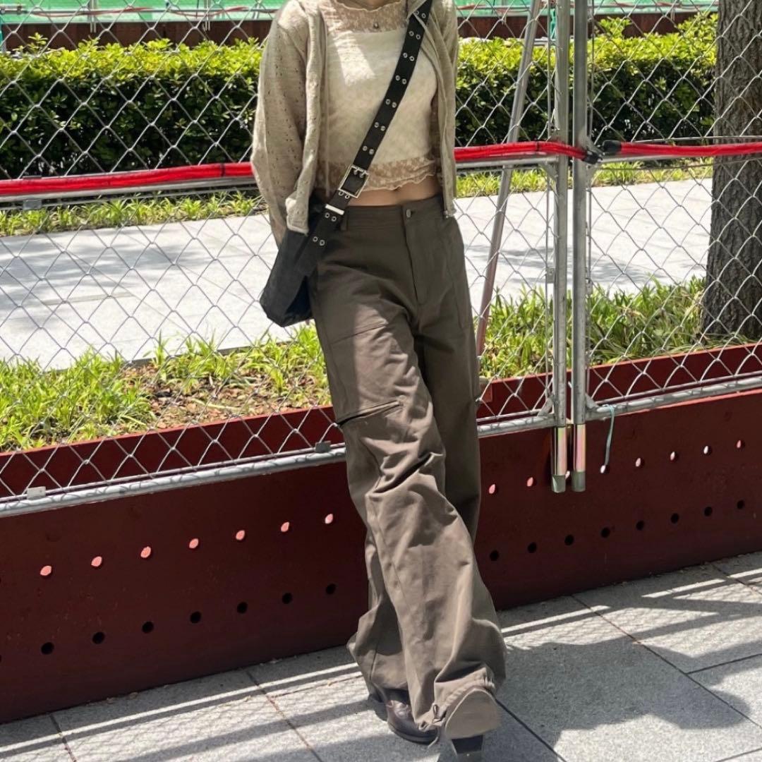 TINA：JOJUNドロストコットン ワイドパンツ カーゴパンツ