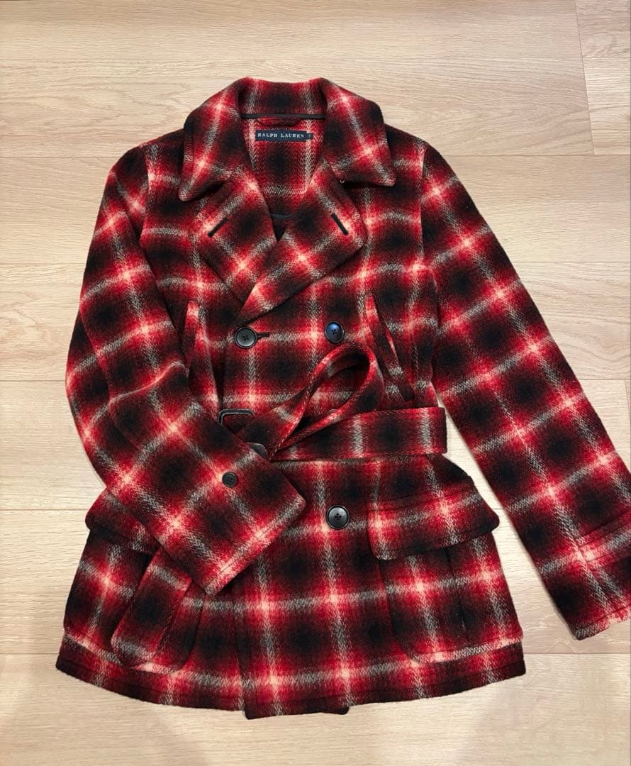 【未使用品】Ralph Lauren チェック ウール Pコート ダブル ベルト