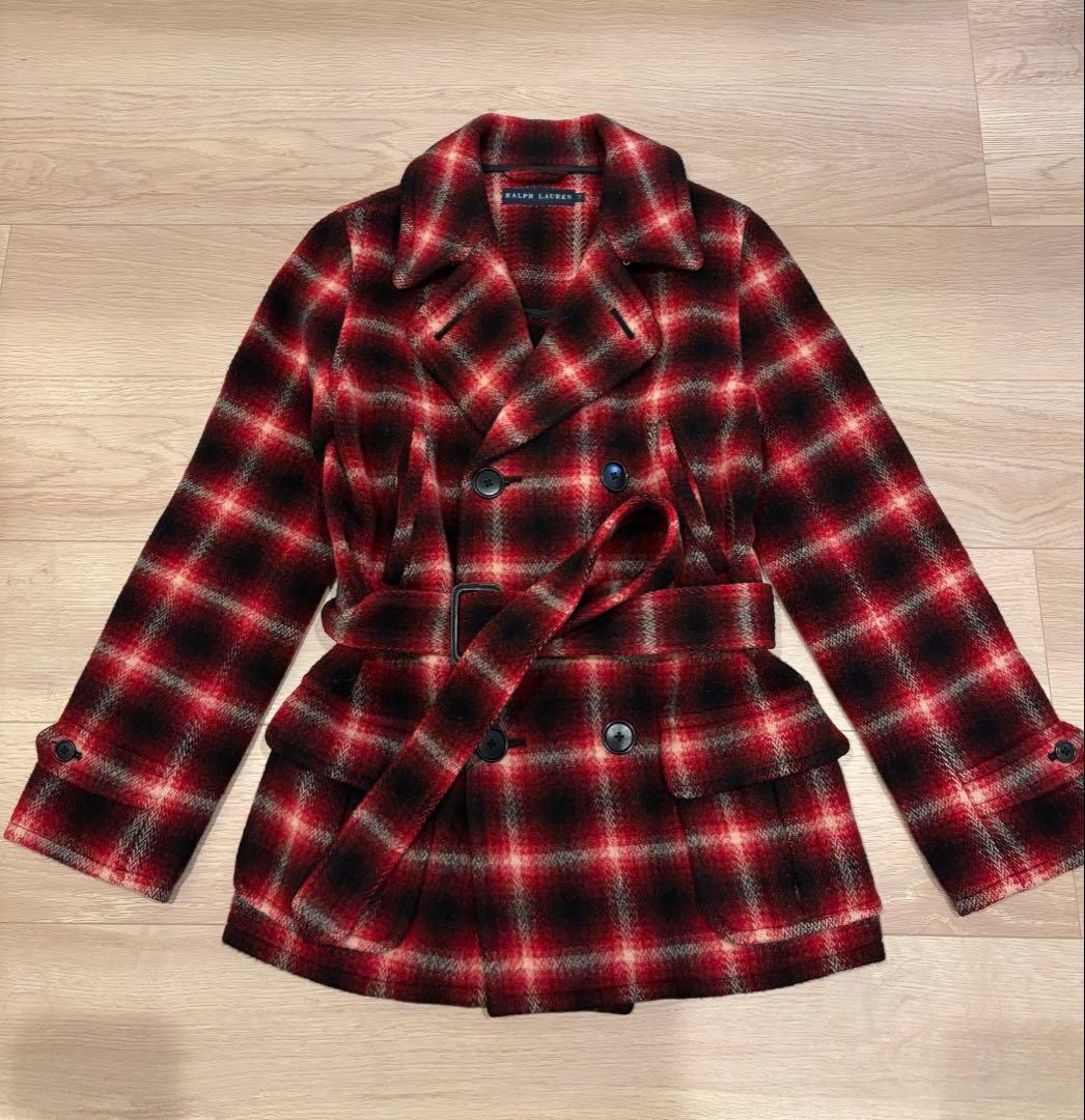 【未使用品】Ralph Lauren チェック ウール Pコート ダブル ベルト