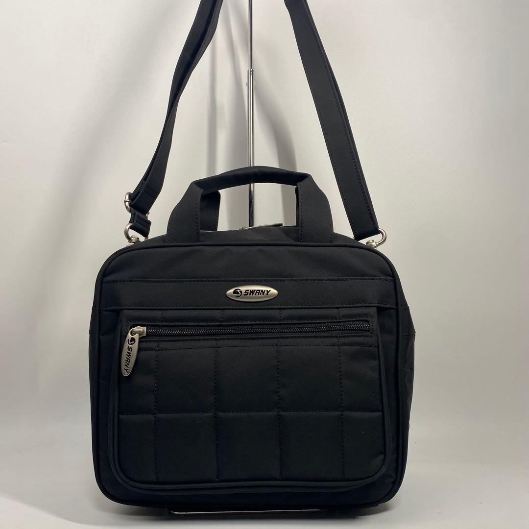 スワニー　ショッピングカート　ショルダーバック付き　バッグ取外し可　鍵付き　黒