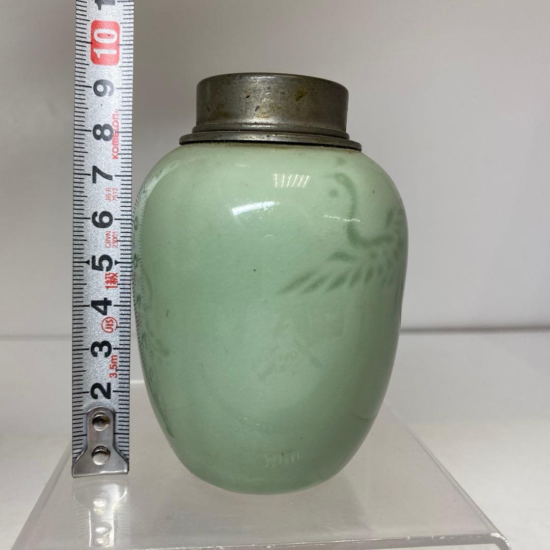 時代　青磁　錫蓋　茶壺　東さ8-0124①