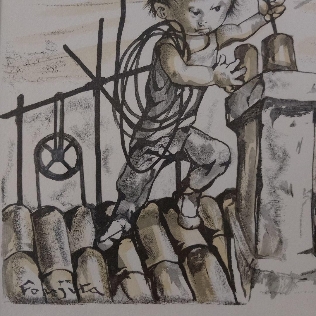 \"新品\" 藤田嗣治　木版画『小さな職業人より煙突掃除夫』1960年制作、共箱付