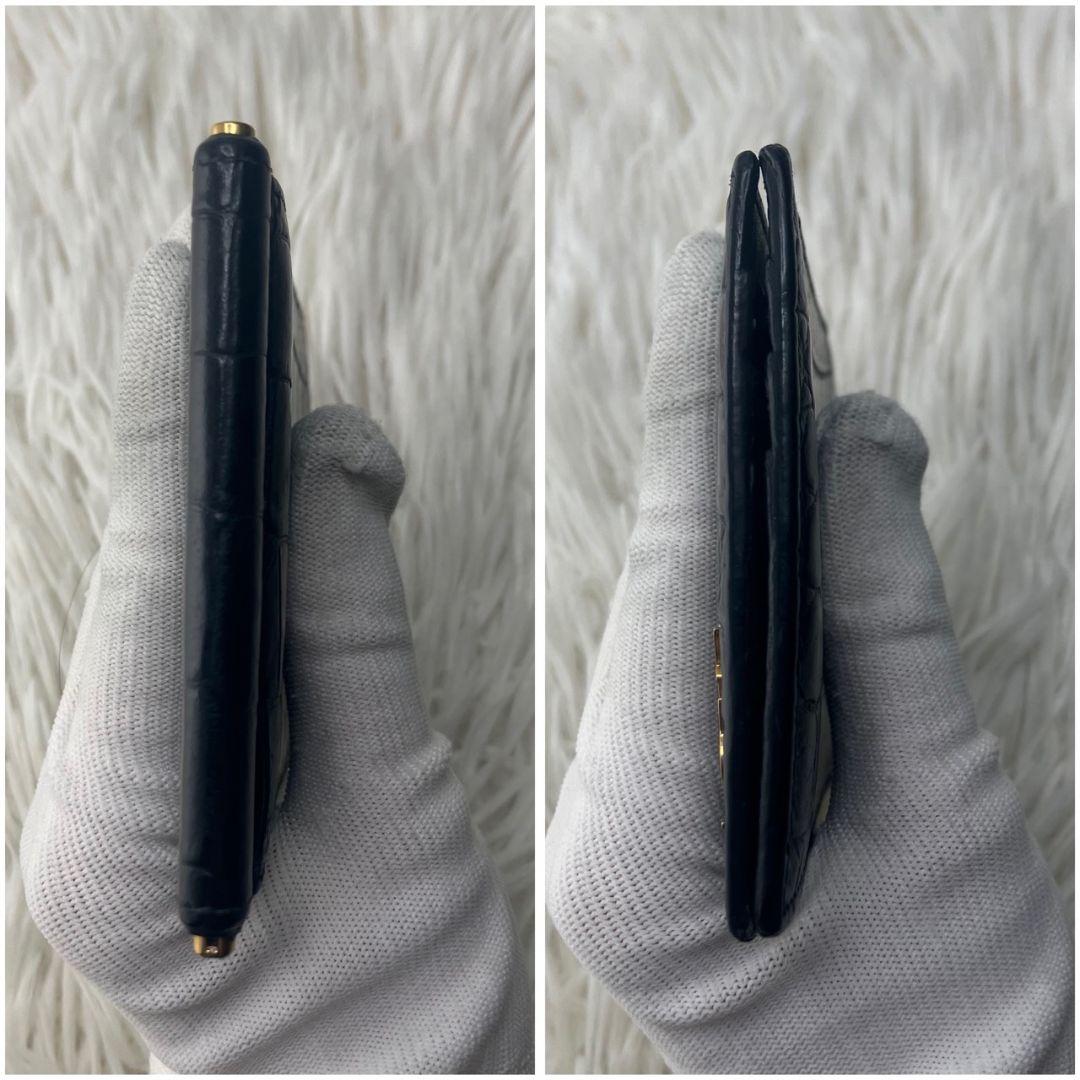 極美品✨SAINT LAURENT マネークリップ　クロコ型押し　YSL 黒