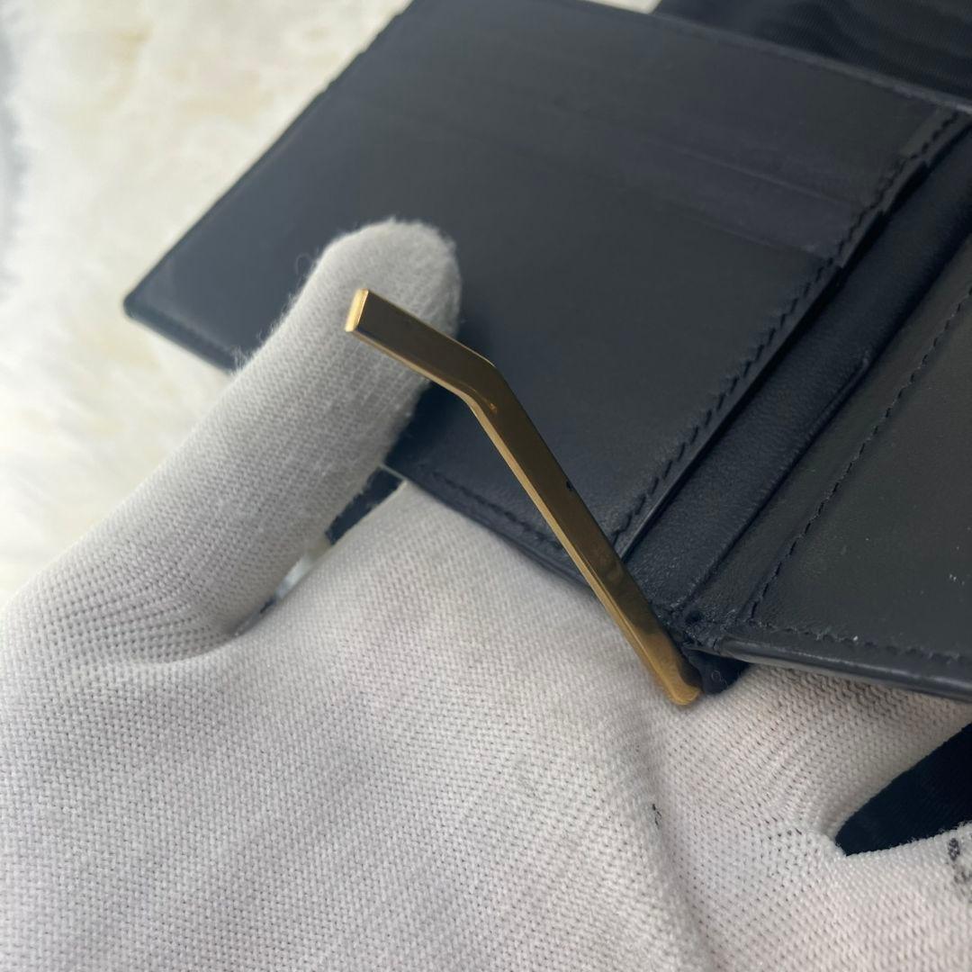 極美品✨SAINT LAURENT マネークリップ　クロコ型押し　YSL 黒
