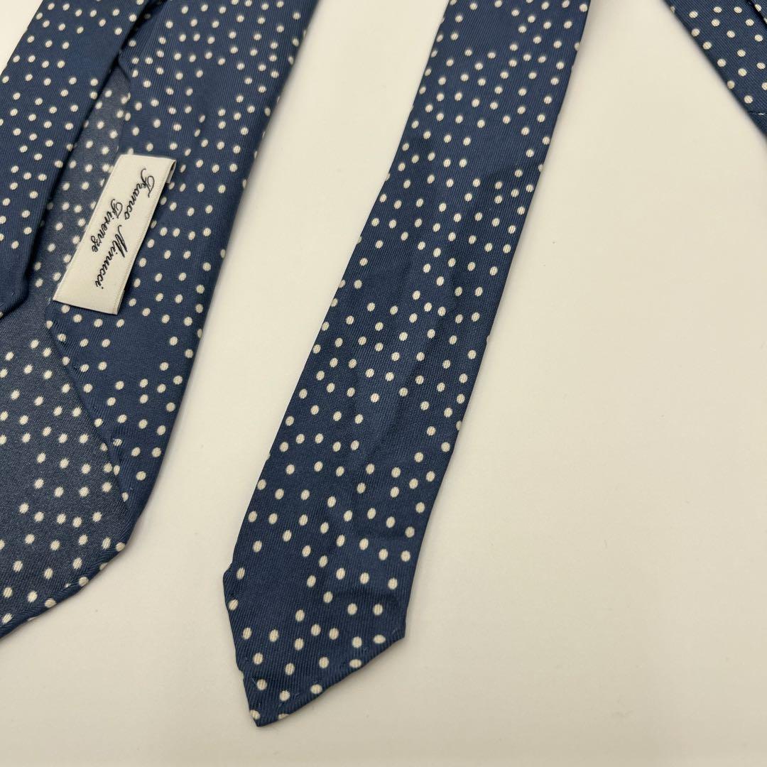 未使用　フランコミヌッチ ネクタイ　セッテピエゲ　ブルー　ドット　B品