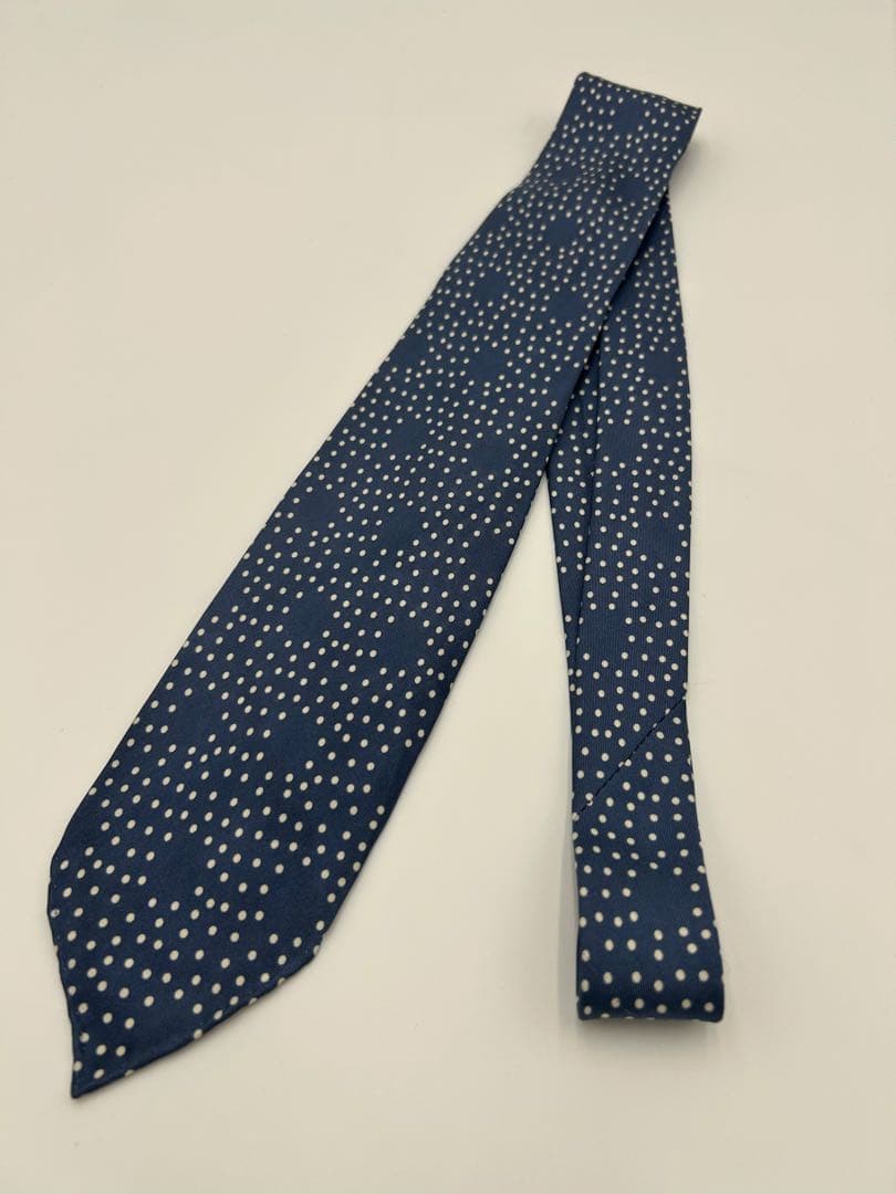 未使用　フランコミヌッチ ネクタイ　セッテピエゲ　ブルー　ドット　B品