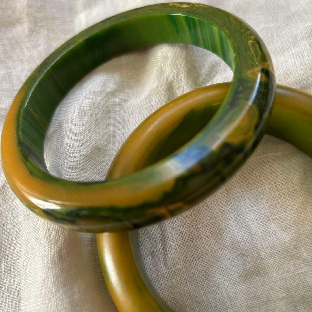 ビンテージ　ベークライト　グリーン系バングル2個セット