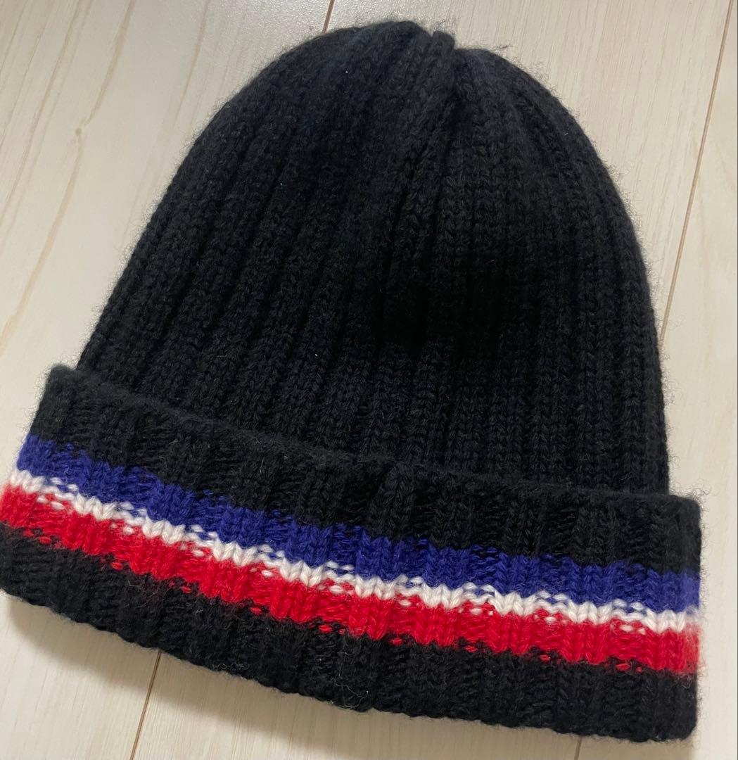 MONCLER ニット帽 黒 赤 青 ビーニー　ユニセックス　ベレットトリコット