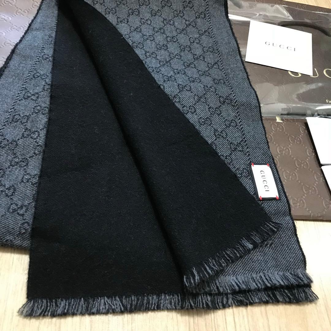 新品正規✨GUCCIマフラー✨グッチマフラー❗️箱紙袋セット　グッチ　メンズ